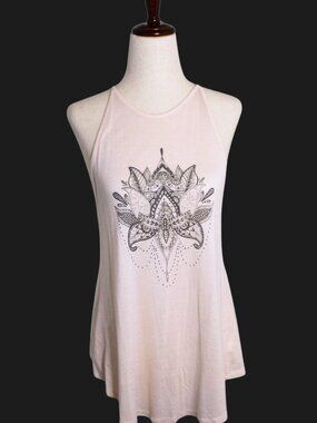 PacSun Light Pink Mandala Graphic Open Strappy Back Tank Top Size X-Small